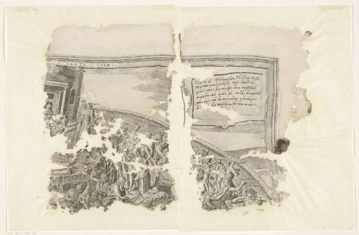 Upper right corner of a print of the scene of Cebes