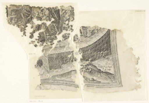 Lower right corner of a print of the scene of Cebes