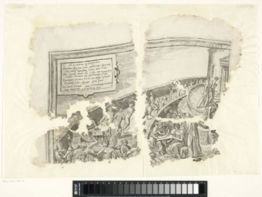 Upper left corner of a print of the scene of Cebes