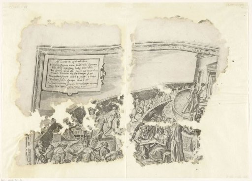 Upper left corner of a print of the scene of Cebes