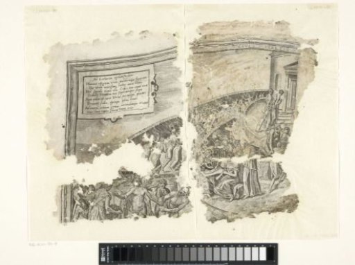 Upper left corner of a print of the scene of Cebes