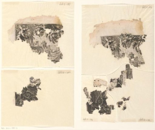 Loose fragments of a print of Pyramus and Thisbe