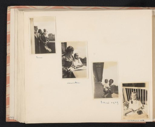 Isabel Wachenheimer on the balcony of Hertastrasse 19 with her parents Eugen Wachenheimer and Else Wachenheimer-Moos and an unknown woman, May 1929, Nuremberg