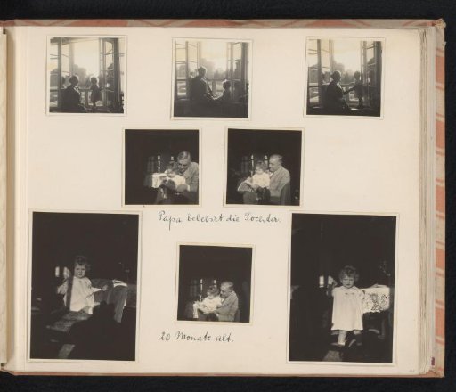 Isabel Wachenheimer receiving a lesson from her father Eugen Wachenheimer, sitting in the window sill with her mother Else Wachenheimer-Moos, Munich, February 1930
