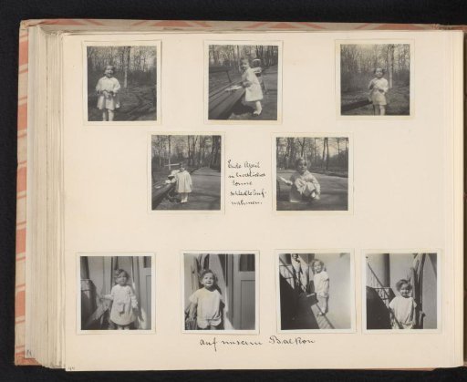 Isabel Wachenheimer in the park and on the balcony of the Wachenheimer family, April 1930, Munich