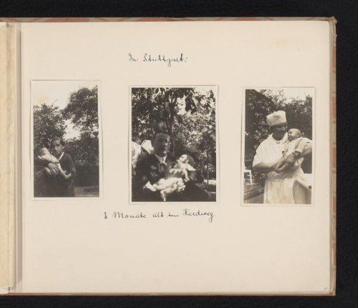 Isabel Wachenheimer two months old with her mother Else Wachenheimer-Moos, her uncle Willy Moos and an unknown nurse, August 1928, Stuttgart