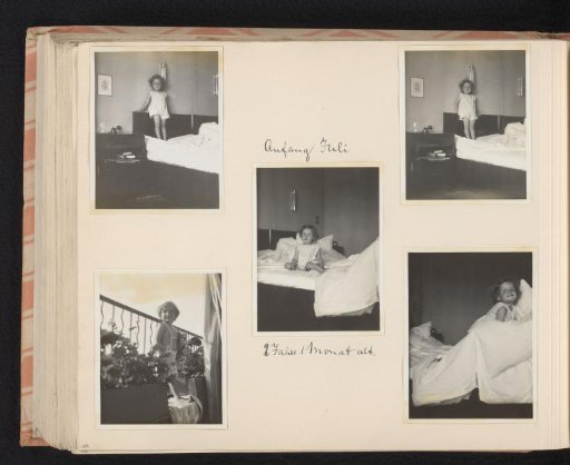 Isabel Wachenheimer in bed and on the balcony, early July 1930, Munich