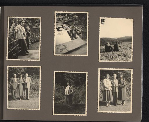 Isabel Wachenheimer and her Third Husband Gideon Elon with an Elderly Couple in Nature, Possibly in the United States