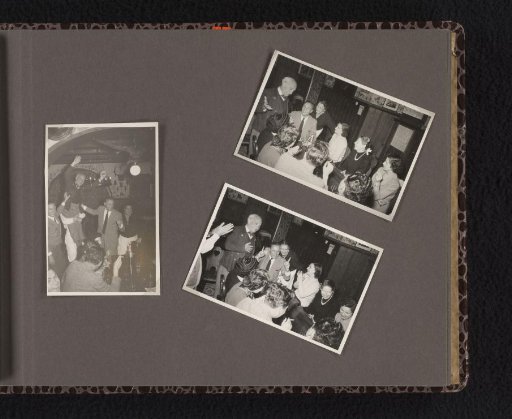 Isabel Wachenheimer at a dinner with unknown colleagues during her time at KLM, 1955, Israel