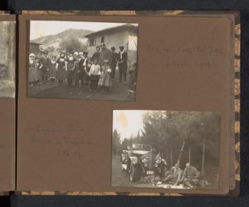 Bulgarian children and adults in a Bulgarian village during a tour by Else Wachenheimer-Moos and her husband Eugen Wachenheimer, October 1927, Bulgaria