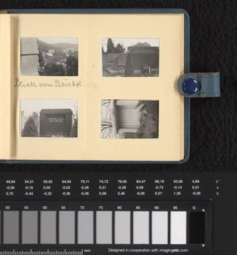 View of Bristol and images of the grave of Isabel's grandfather Meir Wachenheimer and the grave of Ferdinand Schohl, mid to late 1937, Bristol/Stuttgart