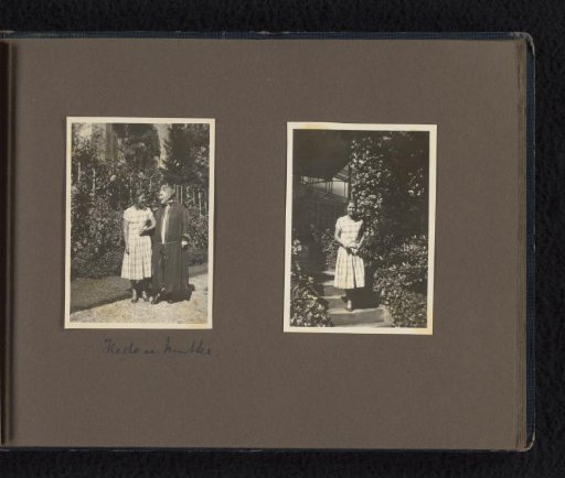 Hede in the garden with a woman designated as Mutter (mother), possibly Josefine Moos-Levi or Mathilde Wachenheimer-Wertheimer in later years, probably 1928, Stuttgart or Hamburg
