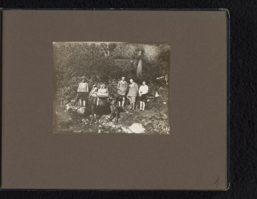 Men with a donkey in a Bulgarian mountain landscape, during a tour of Eugen Wachenheimer and his wife Else Wachenheimer-Moos through Bulgaria, 1922-1923, (possibly near Sofia)