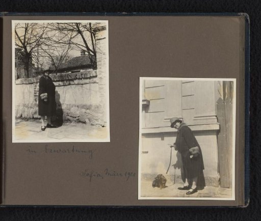 Else Wachenheimer-Moos expecting daughter Isabel, and on the street with a dog, March 1928, Sofia