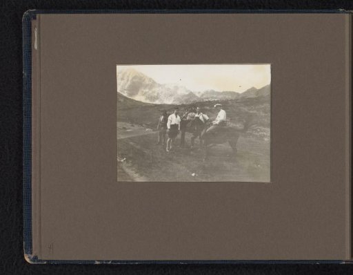 Men with a donkey in a Bulgarian mountain landscape, during a tour of Eugen Wachenheimer and his wife Else Wachenheimer-Moos through Bulgaria, 1922-1923, (possibly near Sofia)