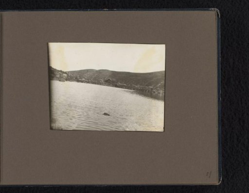 Bulgarian landscape with lake and mountains, during a tour of Eugen Wachenheimer and his wife Else Wachenheimer-Moos through Bulgaria, 1922-1923, (possibly near Sofia)