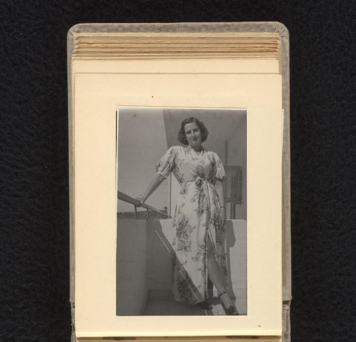 Isabel Wachenheimer in a floral kimono on the balcony, 1947-1955, Israel / Man behind the steering wheel of a car