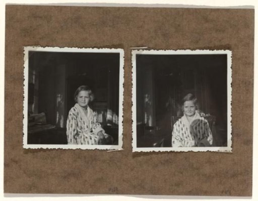 Isabel Wachenheimer in a striped morning gown