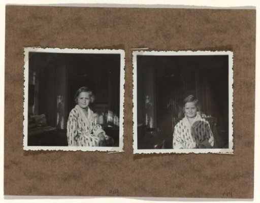 Isabel Wachenheimer in a striped morning gown