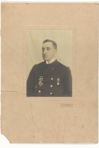 Eugen in the uniform of the German navy, with three decorations on his uniform, during the First World War, 1914-1918
