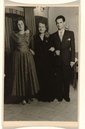 Isabel Wachenheimer and Her Second Husband Karl-Heinz Arndtheim Arm-in-Arm with an Unknown Woman in Elegant Clothing During a Festive Occasion, 1949-1955