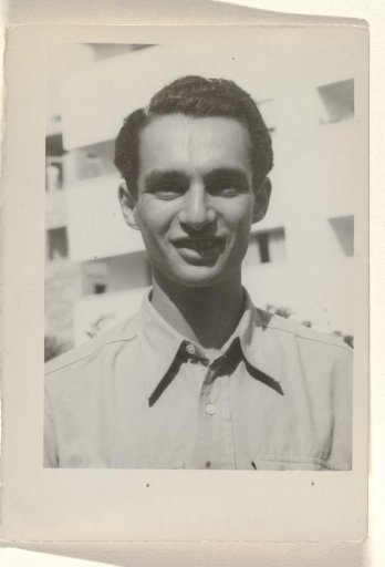 Karl-Heinz Arndtheim, Second Husband of Isabel Wachenheimer, Laughing in Front of a Building Complex, 1949-1955