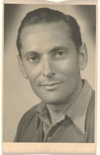 Portrait of the third husband of Isabel Wachenheimer, Gideon Elon, with a checkered collar, February 1955