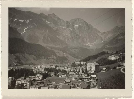 Swiss town of Engelberg from the east, with mountains in the background