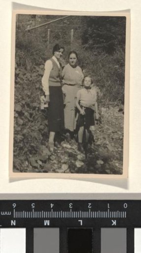 Else and Isabel Wachenheimer and a member of the household staff at Adelboden, August 1935