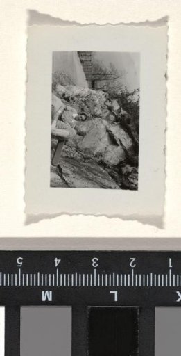 Else Wachenheimer-Moos and her husband Eugen Wachenheimer seated on a bench before a rock formation