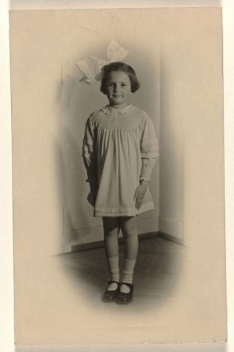 Isabel Wachenheimer dressed as a doll at a masked ball, February 1934