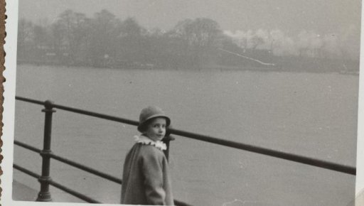 Isabel Wachenheimer on a Bridge by a River in Hamburg, March-April 1935