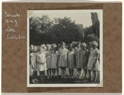 Isabel Wachenheimer with Unknown Children at a Children's Party in a Garden