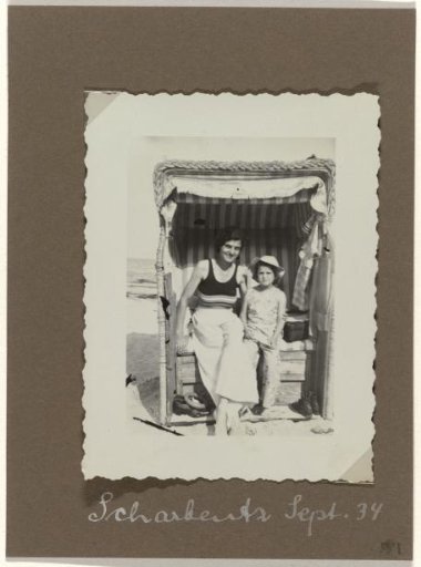Isabel Wachenheimer with an Unknown Member of the Household Staff in a Beach Chair on the Beach of Scharbeutz, September 1934