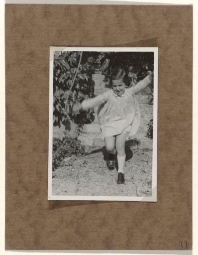 Isabel Wachenheimer outdoors by a stone staircase, in Stuttgart, October 1934