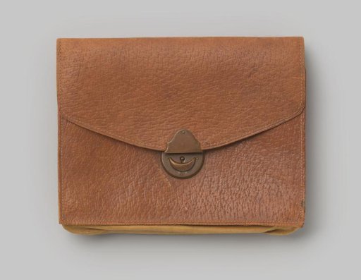Brown leather bag with metal clasp