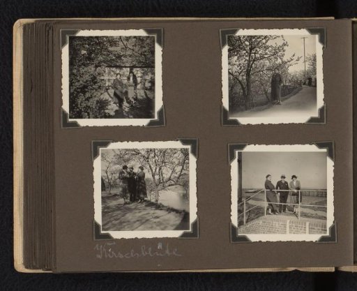 Else Wachenheimer-Moos and her brother Willy Moos with an unknown aunt or niece in a garden with Japanese cherry blossoms, May 1932, Stade (Saxony)