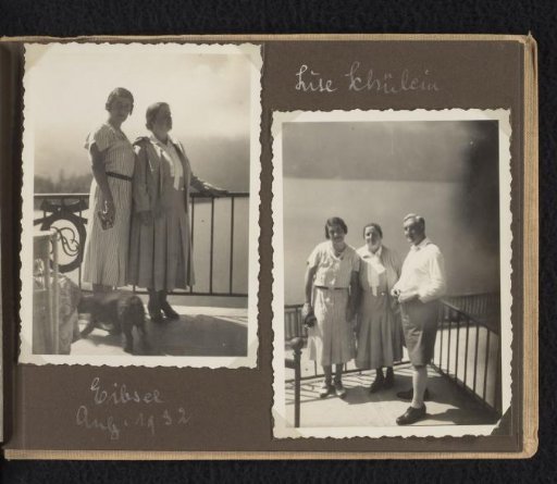Else Wachenheimer-Moos and her husband Eugen Wachenheimer with Lise Schülein on holiday, August 1932, Eibsee (Bavaria)