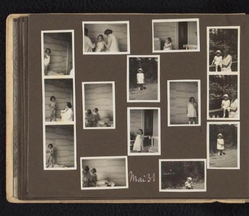 Isabel Wachenheimer being dressed by her mother Else Wachenheimer-Moos and an unknown woman, and walking in the garden, May 1931, Munich