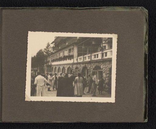 Group of Unknown People on the Square in Front of a Hotel at Eibsee, August 1932, Eibsee (Bavaria)