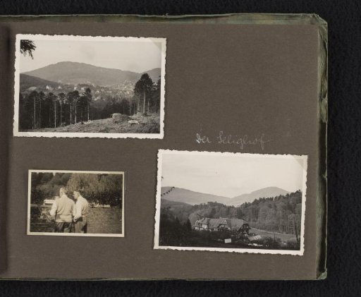 View of and from Hotel Selighof, and Eugen Wachenheimer talking with Uncle Stephan, April 1933, Baden-Baden
