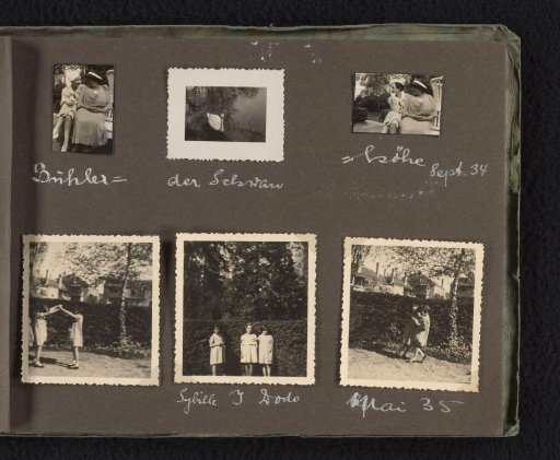 Isabel Wachenheimer with girlfriends in the garden, and Else Wachenheimer with an unknown woman in the garden, September 1934-May 1935, Germany