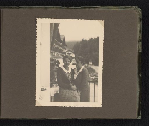 Else Wachenheimer-Moos with an Unknown Woman on the Balcony of a Hotel, August 1932, Eibsee (Bavaria)