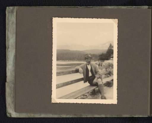 Unknown Man on a Bench in Front of a Lake, August 1932, Eibsee (Bavaria)