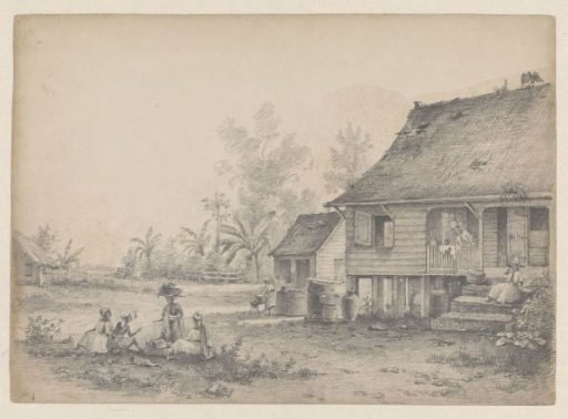 Simple dwelling with figures
