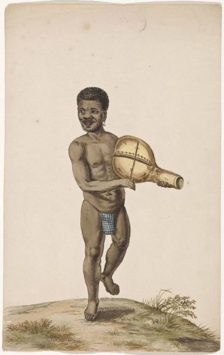African musical man with calabash instrument