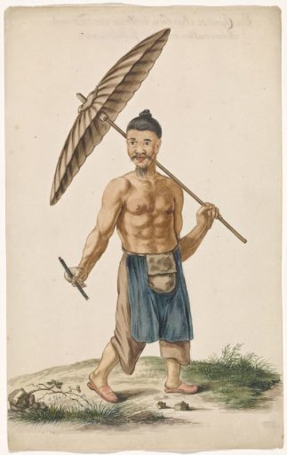A Chinese Craftsman with a Parasol and a Razor