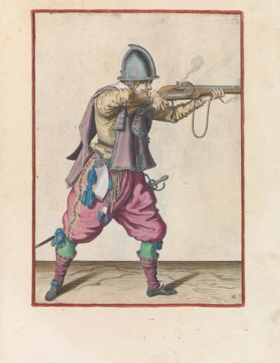 Soldier aiming and firing the musket