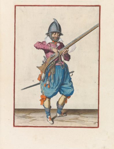 Soldier detaching the match from the hammer of his musket