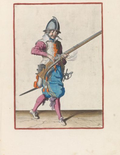 Soldier closing the pan of his musket